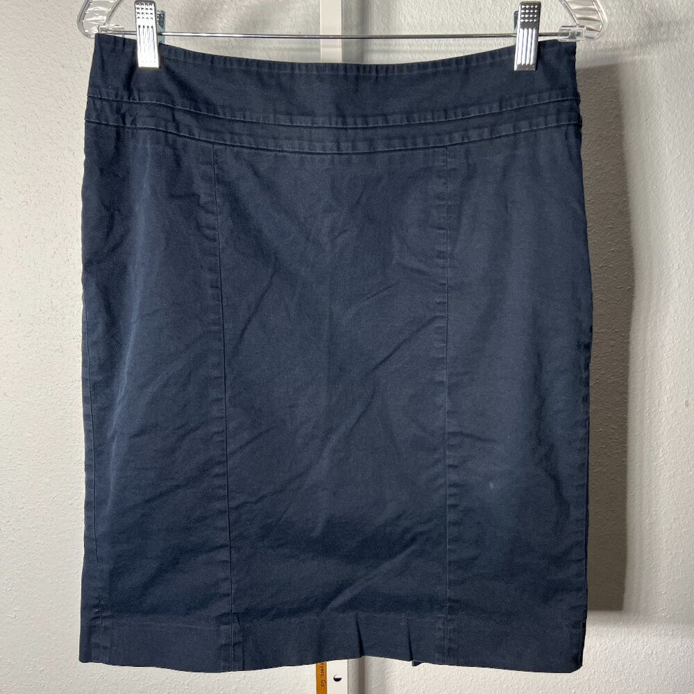 Loft Navy Cotton-Blend Double-Vented Mini-Skirt SZ 6